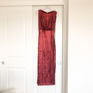 Boohoo Red Sequin Maxi Dress